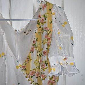 for love & lemons yellow floral dress, size M